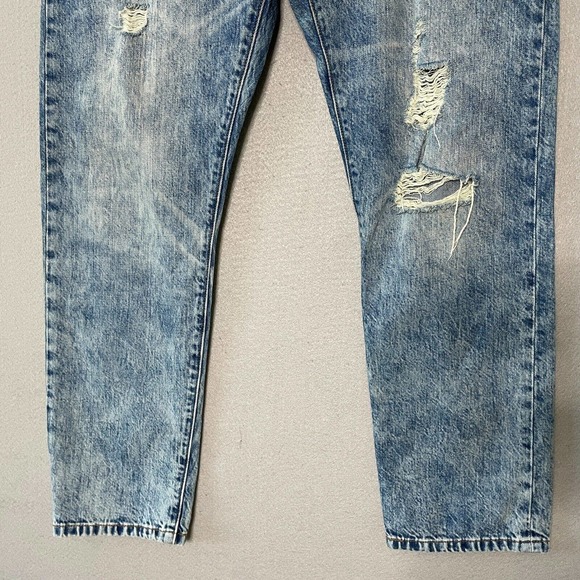 Levis 501 Button Fly Jeans Distressed Acid Wash - Picture 3 of 12